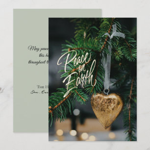 Cartes Pour Fêtes Annuelles Paix sur Terre Or Coeur de Noël Arbre de Noël