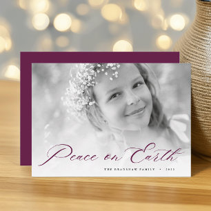 Cartes Pour Fêtes Annuelles Paix sur Terre   Photo d'écriture élégante