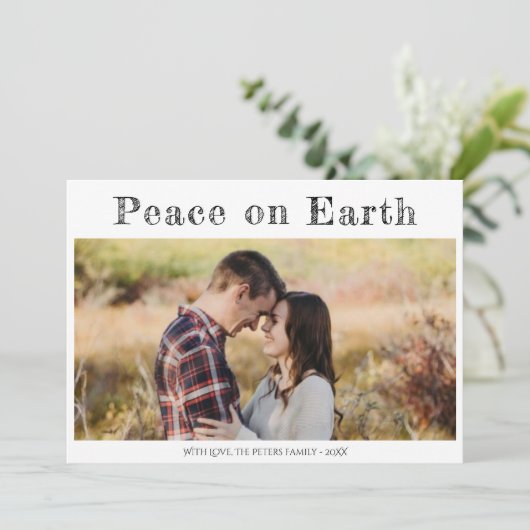 Cartes Pour Fêtes Annuelles Paix sur Terre Religieux Minimal 2 Photo Noël (Debout devant)