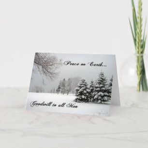 Cartes Pour Fêtes Annuelles Paix sur Terre/Scène d'hiver/Écriture