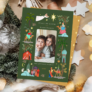 Cartes Pour Fêtes Annuelles Paix sur Terre Trois hommes sages Noël vert