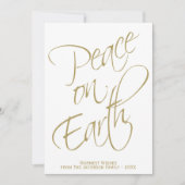 Cartes Pour Fêtes Annuelles Paix sur Terre Typographie de script or (Devant)