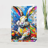 Cartes Pour Fêtes Annuelles Palette de paille Lapin de Pâques avec oeufs (Devant)