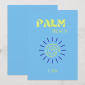 Cartes Pour Fêtes Annuelles Palm Beach, Art Voyage, Floride, Preppy, Bleu (Devant / Derrière)