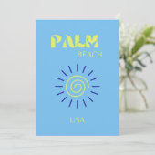 Cartes Pour Fêtes Annuelles Palm Beach, Art Voyage, Floride, Preppy, Bleu (Debout devant)