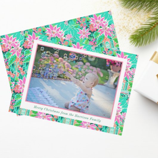 Cartes Pour Fêtes Annuelles Palm Beach Noël Pink Green Gingbread Photo