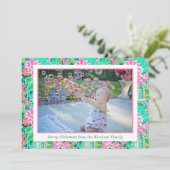 Cartes Pour Fêtes Annuelles Palm Beach Noël Pink Green Gingbread Photo (Debout devant)