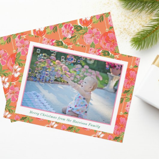 Cartes Pour Fêtes Annuelles Palm Beach Noël rose et orangé Photo