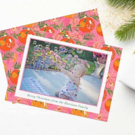 Cartes Pour Fêtes Annuelles Palm Beach Noël rose et orangé Photo