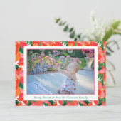 Cartes Pour Fêtes Annuelles Palm Beach Noël rose orange Poinsettias Photo (Debout devant)