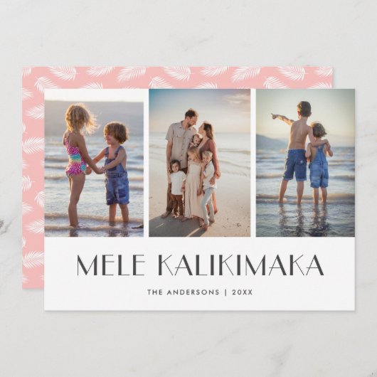 Cartes Pour Fêtes Annuelles Palm Feuilles Mele Kalikimaka Famille Photo Noël (Devant / Derrière)