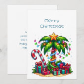 Cartes Pour Fêtes Annuelles Palmier de Noël tropical (Devant / Derrière)