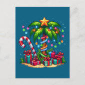 Cartes Pour Fêtes Annuelles Palmier de Noël tropical (Devant)