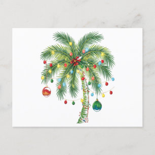 Cartes Pour Fêtes Annuelles Palmier de Noël tropical avec lumières et ornam
