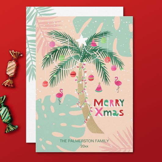 Cartes Pour Fêtes Annuelles Palmier de Noël tropical illustré