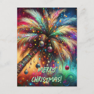 Cartes Pour Fêtes Annuelles Palmier de Noël Whimsical Tropical Beach Vivid