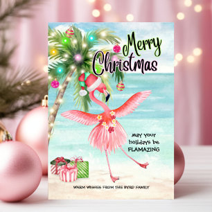 Cartes Pour Fêtes Annuelles Palmier Flamant Rose Noël Tropical Plage