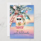 Cartes Pour Fêtes Annuelles Palmier tropical de plage Père Noël Noël (Devant)
