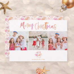 Cartes Pour Fêtes Annuelles Palmier tropical Noël Trois photos