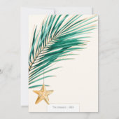 Cartes Pour Fêtes Annuelles Palmier vert et or Plage tropicale Noël (Dos)