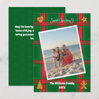 Cartes Pour Fêtes Annuelles Pals de Biscuit de Noël au Gingham Vert Sucré