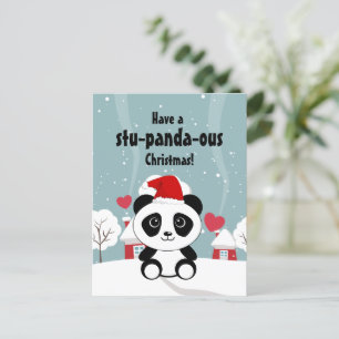 Cartes Pour Fêtes Annuelles Panda Bébé Cute En Hiver Gris Neige