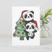 Cartes Pour Fêtes Annuelles Panda Christmas Tree Animaux de Noël Pandas (Debout devant)
