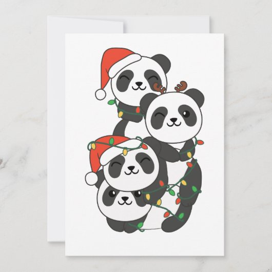 Cartes Pour Fêtes Annuelles Panda Christmas Tree Animaux de Noël Pandas (Devant)