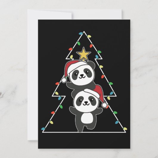 Cartes Pour Fêtes Annuelles Panda Christmas Tree Animaux de Noël Pandas (Devant)