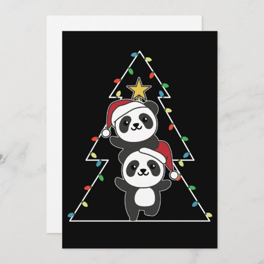 Cartes Pour Fêtes Annuelles Panda Christmas Tree Animaux de Noël Pandas (Devant / Derrière)