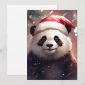 Cartes Pour Fêtes Annuelles Panda de Noël (Devant / Derrière)