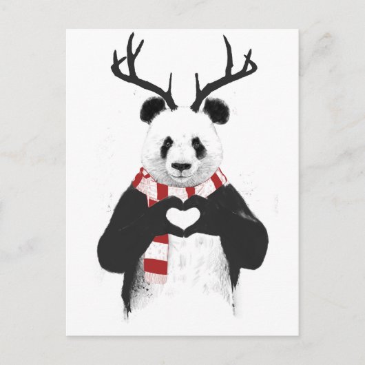 Cartes Pour Fêtes Annuelles Panda de Noël (Devant)
