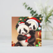 Cartes Pour Fêtes Annuelles Panda de Noël (Debout devant)