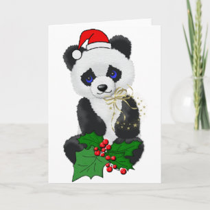 Cartes Pour Fêtes Annuelles Panda de Noël