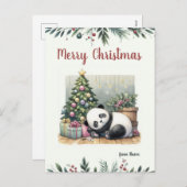 Cartes Pour Fêtes Annuelles Panda dormant (Devant / Derrière)