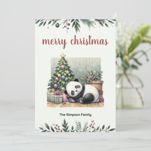 Cartes Pour Fêtes Annuelles Panda endormi (Debout devant)