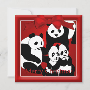 Cartes Pour Fêtes Annuelles Panda Famille de quatre voeux de Noël