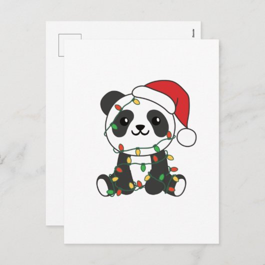 Cartes Pour Fêtes Annuelles Panda Noël Animaux d'hiver Pandas (Devant / Derrière)