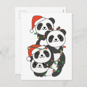 Cartes Pour Fêtes Annuelles Panda Noël Arbre Animaux de Noël Pandas Holi (Devant / Derrière)