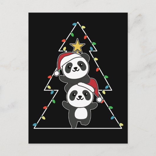 Cartes Pour Fêtes Annuelles Panda Noël Arbre Animaux de Noël Pandas Holi (Devant)
