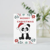 Cartes Pour Fêtes Annuelles Panda Noël Neige Animaux d'hiver Pandas (Debout devant)