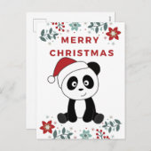 Cartes Pour Fêtes Annuelles Panda Noël Neige Animaux d'hiver Pandas (Devant / Derrière)
