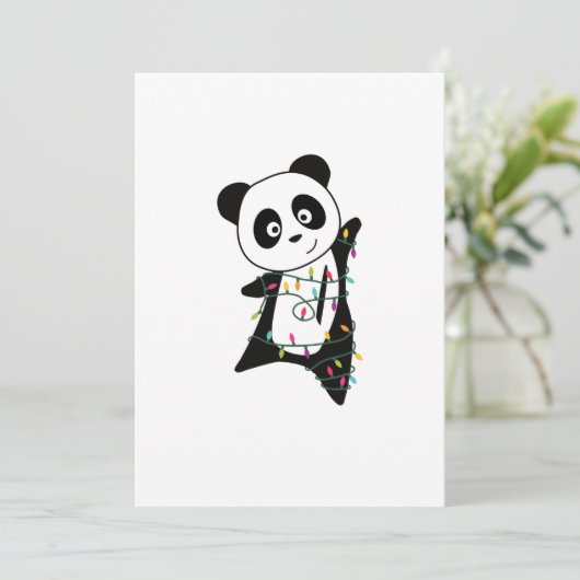 Cartes Pour Fêtes Annuelles Panda Noël Neige Hiver Animaux Pandas Adulte C (Debout devant)