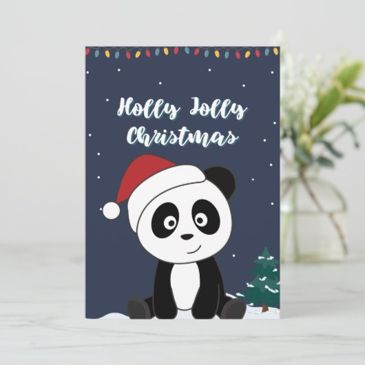 Cartes Pour Fêtes Annuelles Panda Noël Neige hiver Animaux Pandas vacances (Debout devant)