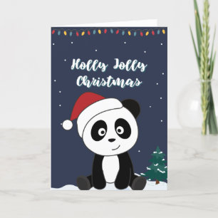 Cartes Pour Fêtes Annuelles Panda Noël Neige hiver Animaux Pandas vacances