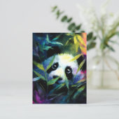 Cartes Pour Fêtes Annuelles Panda Peeking Bamboo Aquarelle (Debout devant)