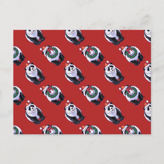 Cartes Pour Fêtes Annuelles Panda Porte Noël En Rouge (Devant)