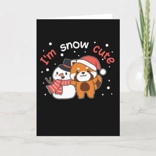 Cartes Pour Fêtes Annuelles Panda roux Je suis neige Mignon Bonhomme de neige