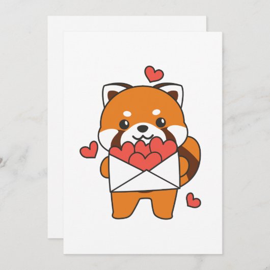 Cartes Pour Fêtes Annuelles Panda roux pour la Saint-Valentin Animaux mignons (Devant / Derrière)