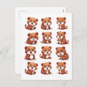 Cartes Pour Fêtes Annuelles Pandas rouges (Devant / Derrière)